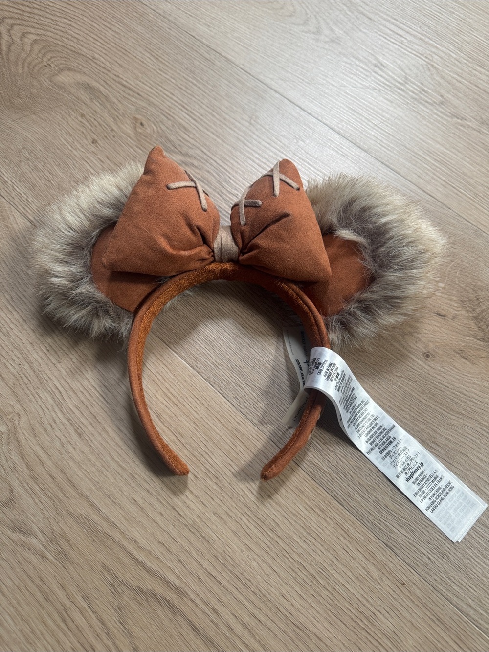Disney Girls Rust Bow Ear Headband with Faux Fur Trim